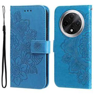 For OPPO A3 Pro 5G 7-petal Flowers Embossing Leather Phone Case(Blue)