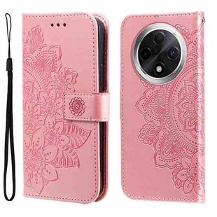 For OPPO A3 Pro 5G Seven-petal Flowers Embossing Leather Phone Case(Rose Gold)