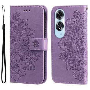 For OPPO A60 4G Global 7-petal Flowers Embossing Leather Phone Case(Light Purple)
