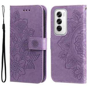 For OPPO Reno12 5G Global Seven-petal Flowers Embossing Leather Phone Case(Light Purple)