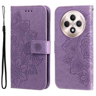 For OPPO Reno12 F 5G Global Seven-petal Flowers Embossing Leather Phone Case(Light Purple)