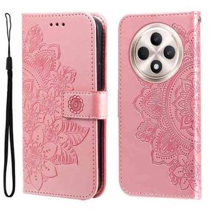 For OPPO Reno12 F 5G Global Seven-petal Flowers Embossing Leather Phone Case(Rose Gold)