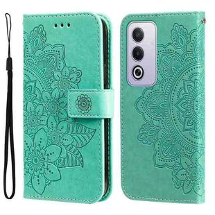 For OPPO A3 Pro 5G Global / India Seven-petal Flowers Embossing Leather Phone Case(Green)