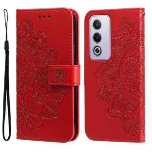 For OPPO A3 Pro 5G Global / India Seven-petal Flowers Embossing Leather Phone Case(Red)