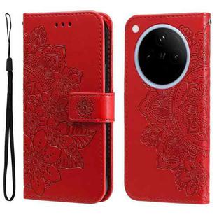 For OPPO Find X8 Seven-petal Flowers Embossing Leather Phone Case(Red)