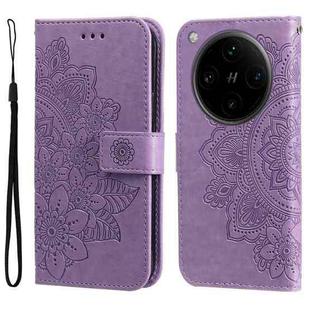 For OPPO Find X8 Pro Seven-petal Flowers Embossing Leather Phone Case(Light Purple)