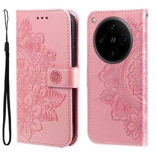For OPPO Find X8 Pro Seven-petal Flowers Embossing Leather Phone Case(Rose Gold)
