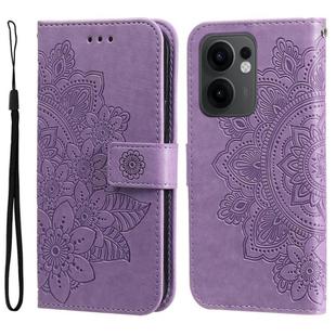 For OPPO Reno13 F 4G / 5G Seven-petal Flowers Embossing Leather Phone Case(Light Purple)