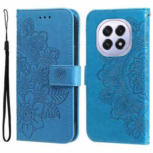 For OPPO F29 5G Global Seven-petal Flowers Embossing Leather Phone Case(Blue)