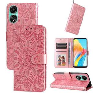 For OPPO A78 4G Embossed Sunflower Leather Phone Case(Rose Gold)