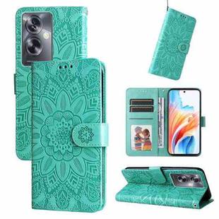 For OPPO A79 5G Embossed Sunflower Leather Phone Case(Green)