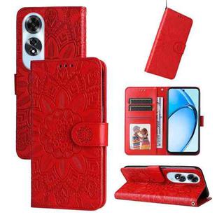 For OPPO A60 4G Global Embossed Sunflower Leather Phone Case(Red)