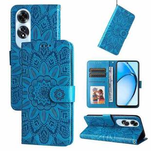 For OPPO A60 4G Global Embossed Sunflower Leather Phone Case(Blue)