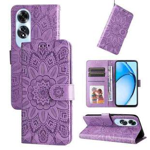 For OPPO A60 4G Global Embossed Sunflower Leather Phone Case(Purple)