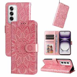 For OPPO Reno12 5G Global Embossed Sunflower Leather Phone Case(Rose Gold)