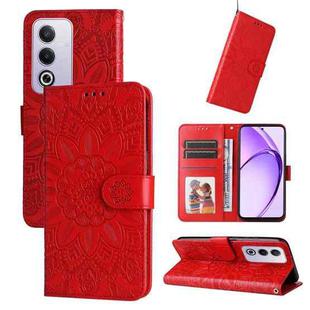 For OPPO A3 Pro 5G Global / India Embossed Sunflower Leather Phone Case(Red)