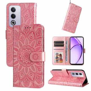 For OPPO A3 Pro 5G Global / India Embossed Sunflower Leather Phone Case(Rose Gold)