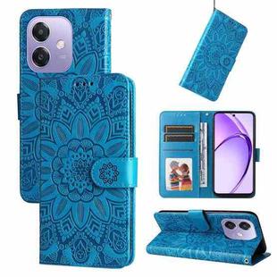 For OPPO A3x 4G / A3x 5G India Embossed Sunflower Leather Phone Case(Blue)