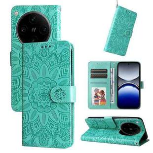 For OPPO Find X8 Pro Embossed Sunflower Leather Phone Case(Green)