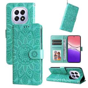 For OPPO F29 5G Global Embossed Sunflower Leather Phone Case(Green)