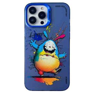 For iPhone 12 Pro Max Double Layer Color Silver Series Animal Oil Painting Phone Case(Happy Rabbit)