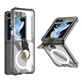 For Samsung Galaxy Z Flip5 GKK MagSafe Airbag Hinge Shockproof Phone Case with Ring Holder(Black)