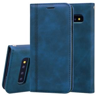 For Samsung Galaxy S10 Frosted Business Magnetic Horizontal Flip PU Leather Case with Holder & Card Slot & Lanyard(Blue)