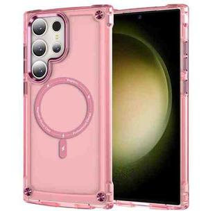 For Samsung Galaxy S23 Ultra 5G Skin Feel TPU + PC MagSafe Magnetic Phone Case(Transparent Pink)