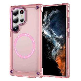 For Samsung Galaxy S25 Ultra 5G Skin Feel TPU + PC MagSafe Magnetic Phone Case(Transparent Pink)