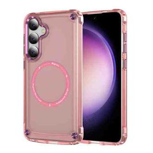 For Samsung Galaxy S25+ 5G Skin Feel TPU + PC MagSafe Magnetic Phone Case(Transparent Pink)