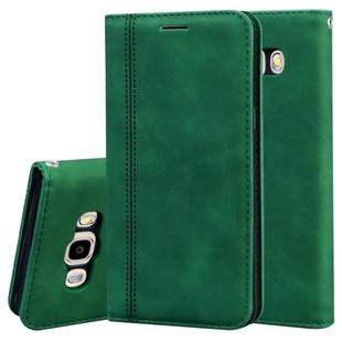 For Samsung Galaxy J5 (2016) / J510 Frosted Business Magnetic Horizontal Flip PU Leather Case with Holder & Card Slot & Lanyard(Green)