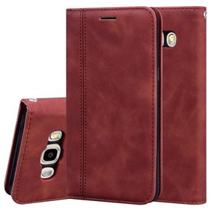 For Samsung Galaxy J5 (2016) / J510 Frosted Business Magnetic Horizontal Flip PU Leather Case with Holder & Card Slot & Lanyard(Brown)