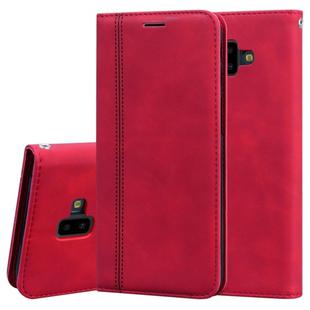 For Samsung Galaxy J6 Plus (2018) Frosted Business Magnetic Horizontal Flip PU Leather Case with Holder & Card Slot & Lanyard(Red)