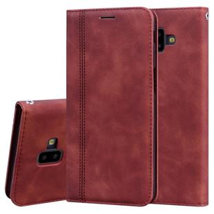 For Samsung Galaxy J6 Plus (2018) Frosted Business Magnetic Horizontal Flip PU Leather Case with Holder & Card Slot & Lanyard(Brown)