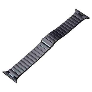For Apple Watch Series 9 45mm Flat Buckle Stainless Steel Watch Band(Black)