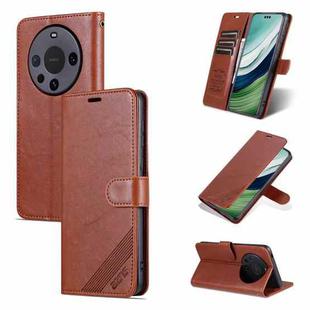 For Huawei Mate 60 AZNS Sheepskin Texture Flip Leather Phone Case(Brown)