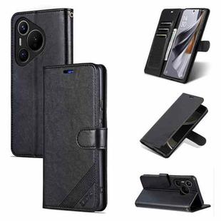 For Huawei Pura 70 AZNS Sheepskin Texture Flip Leather Phone Case(Black)