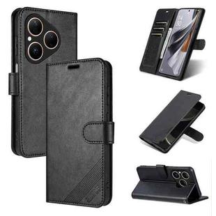 For Huawei Pura 80 5G AZNS Sheepskin Texture Flip Leather Phone Case(Black)