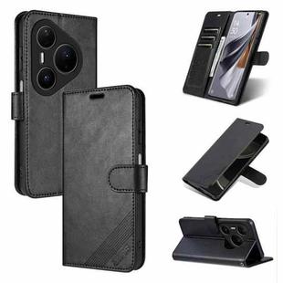 For Huawei Pura 80 Pro / Pro+ 5G AZNS Sheepskin Texture Flip Leather Phone Case(Black)