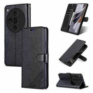 For OPPO Find X7 Ultra AZNS Sheepskin Texture Flip Leather Phone Case(Black)