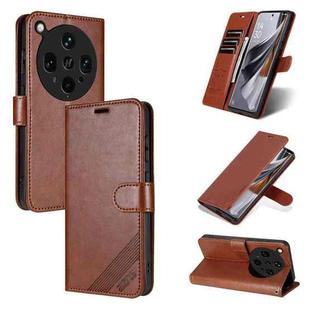 For OPPO Find X8 Ultra AZNS Sheepskin Texture Flip Leather Phone Case(Brown)