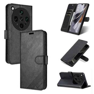 For OPPO Find X8 Ultra AZNS Sheepskin Texture Flip Leather Phone Case(Black)