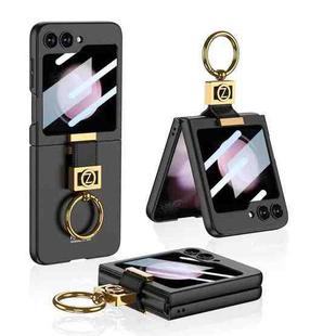 For Samsung Galaxy Z Flip5 GKK Ultra-thin Z Ring Holder PC Phone Case(Black)