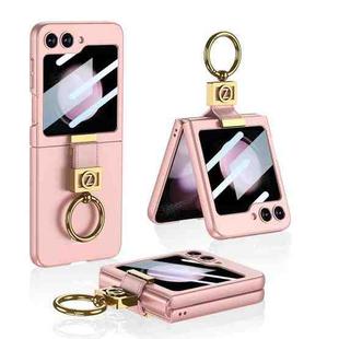 For Samsung Galaxy Z Flip5 GKK Ultra-thin Z Ring Holder PC Phone Case(Pink)