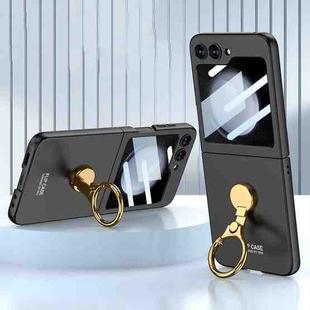 For Samsung Galaxy Z Flip5 GKK Ultra-thin Triaxial Ring Holder PC Phone Case(Black)