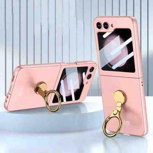 For Samsung Galaxy Z Flip5 GKK Ultra-thin Triaxial Ring Holder PC Phone Case(Pink)