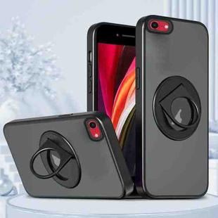 For iPhone SE 2022 / SE 2020 / 8 Rotating Ring Magnetic Holder Phone Case(Black)