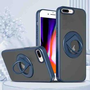 For iPhone 8 Plus / 7 Plus Rotating Ring Magnetic Holder Phone Case(Blue)