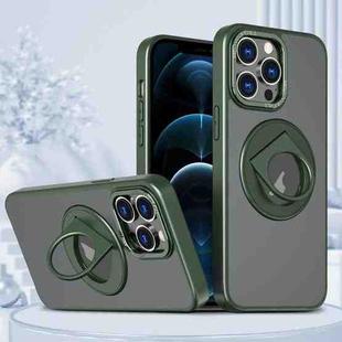 For iPhone 12 Pro Max Rotating Ring Magnetic Holder Phone Case(Green)