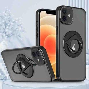 For iPhone 12 / 12 Pro Rotating Ring Magnetic Holder Phone Case(Black)